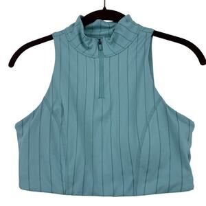 JoyLab Cropped Workout Top Size S Seafoam Green Stripe Padded Shelf Bra